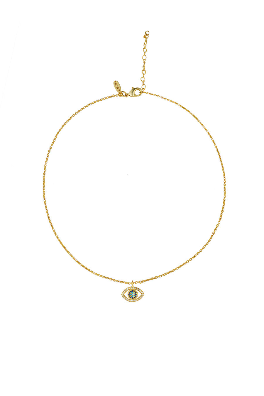 Gold Plated Sparkling Evil Eye Pendant Necklace