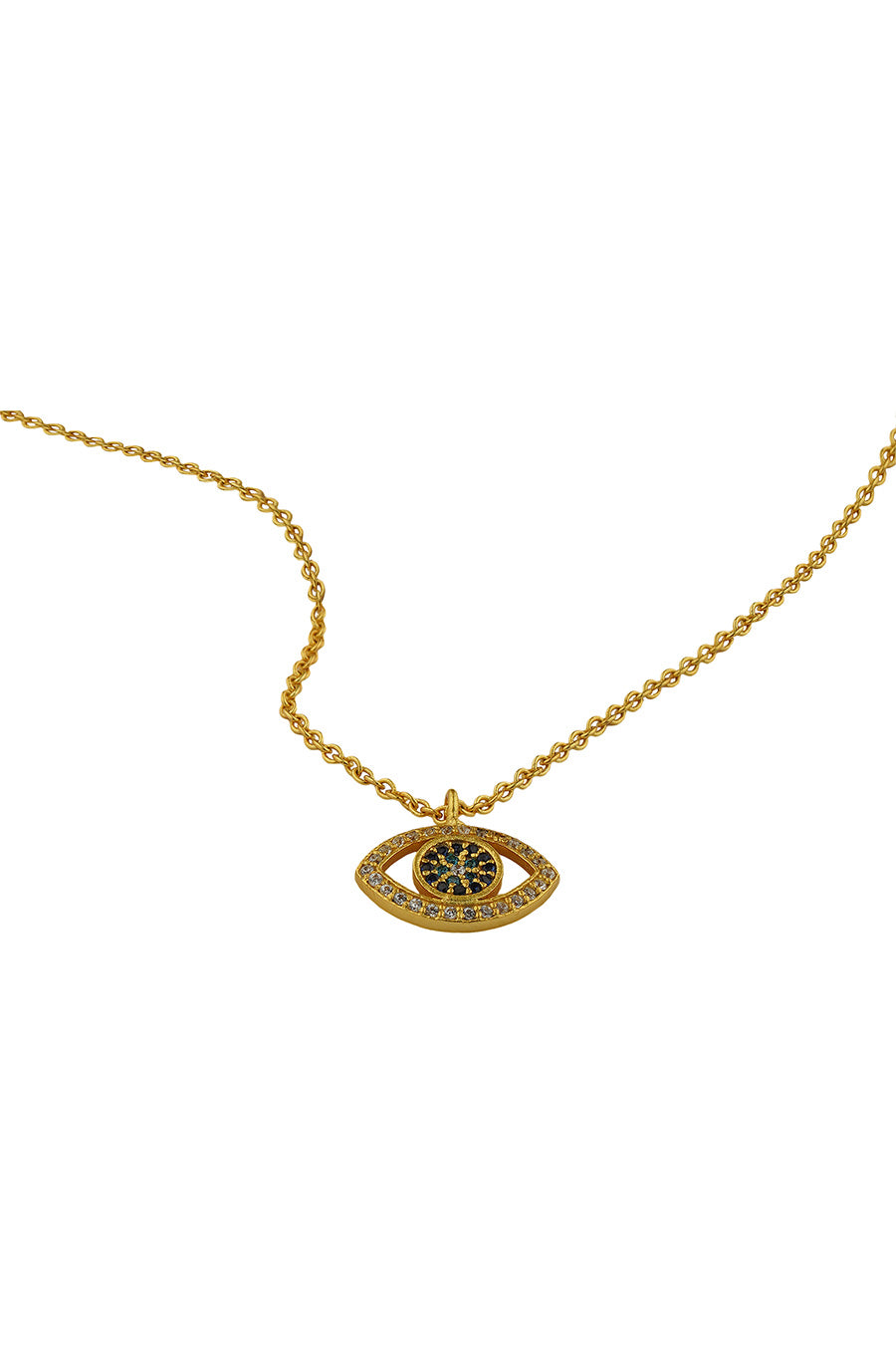 Gold Plated Sparkling Evil Eye Pendant Necklace