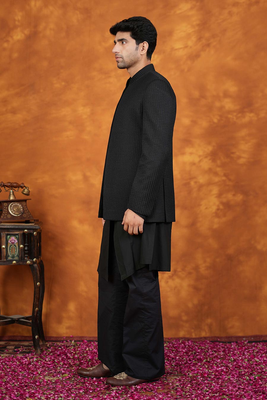 Azure Black Embroidered Indo-Western Set