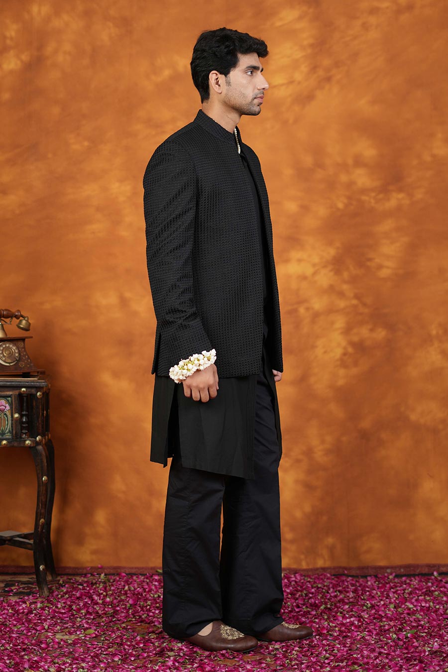 Azure Black Embroidered Indo-Western Set