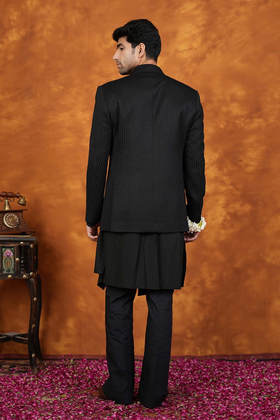 Azure Black Embroidered Indo-Western Set