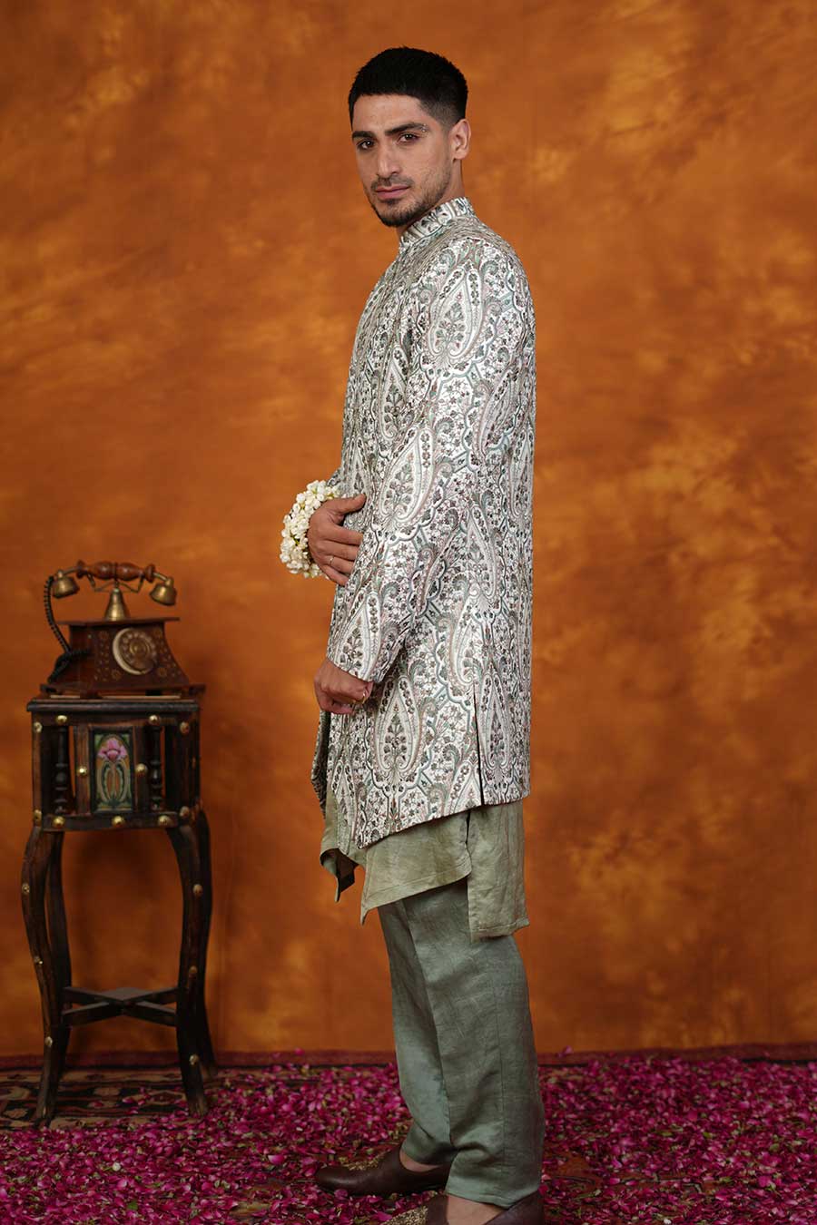 Celadon Green Embroidered Indo-Western Set