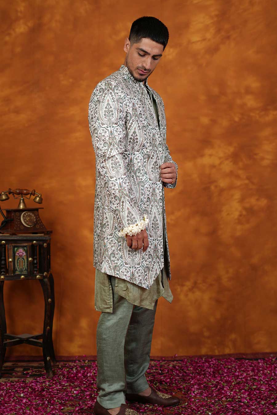 Celadon Green Embroidered Indo-Western Set