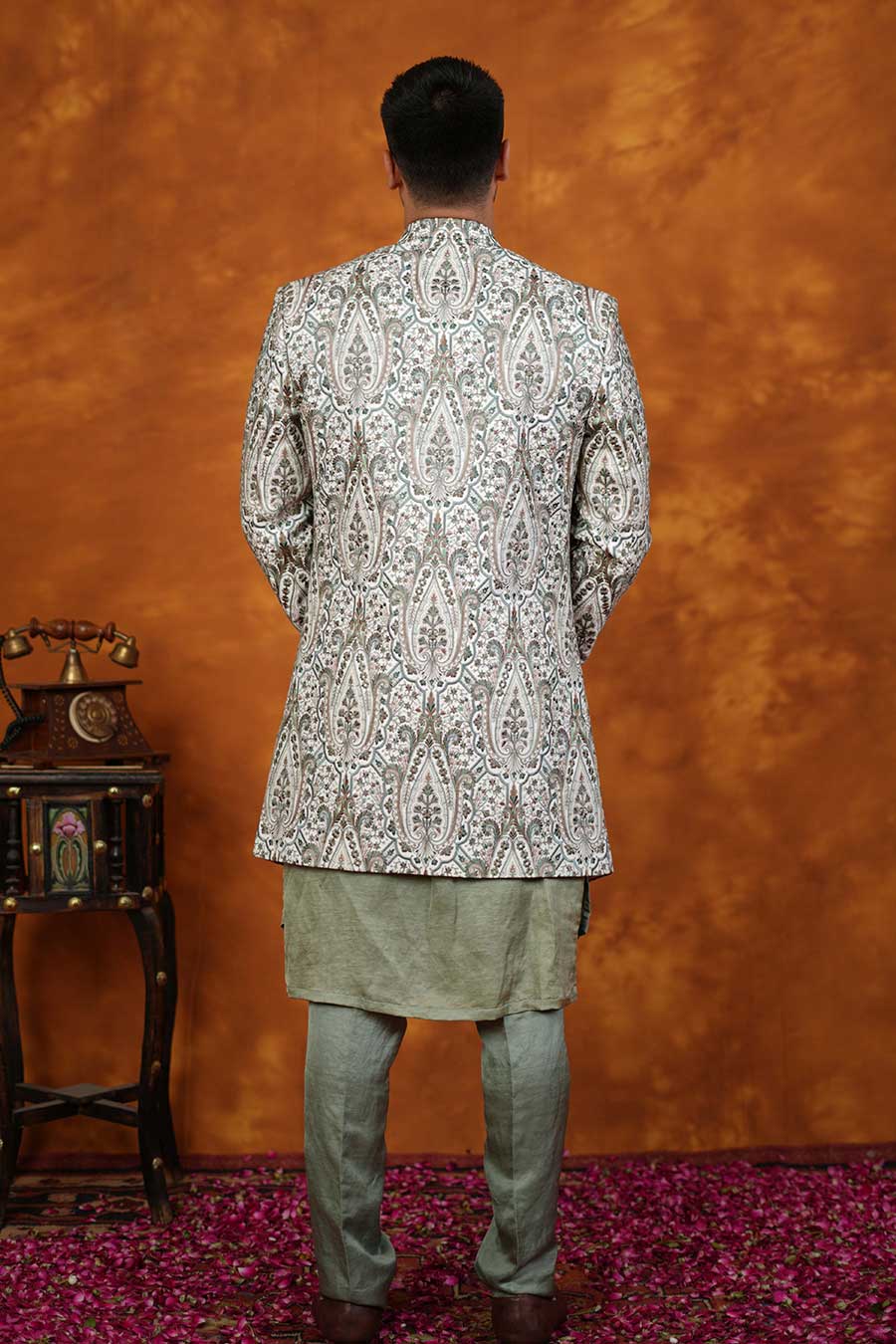 Celadon Green Embroidered Indo-Western Set