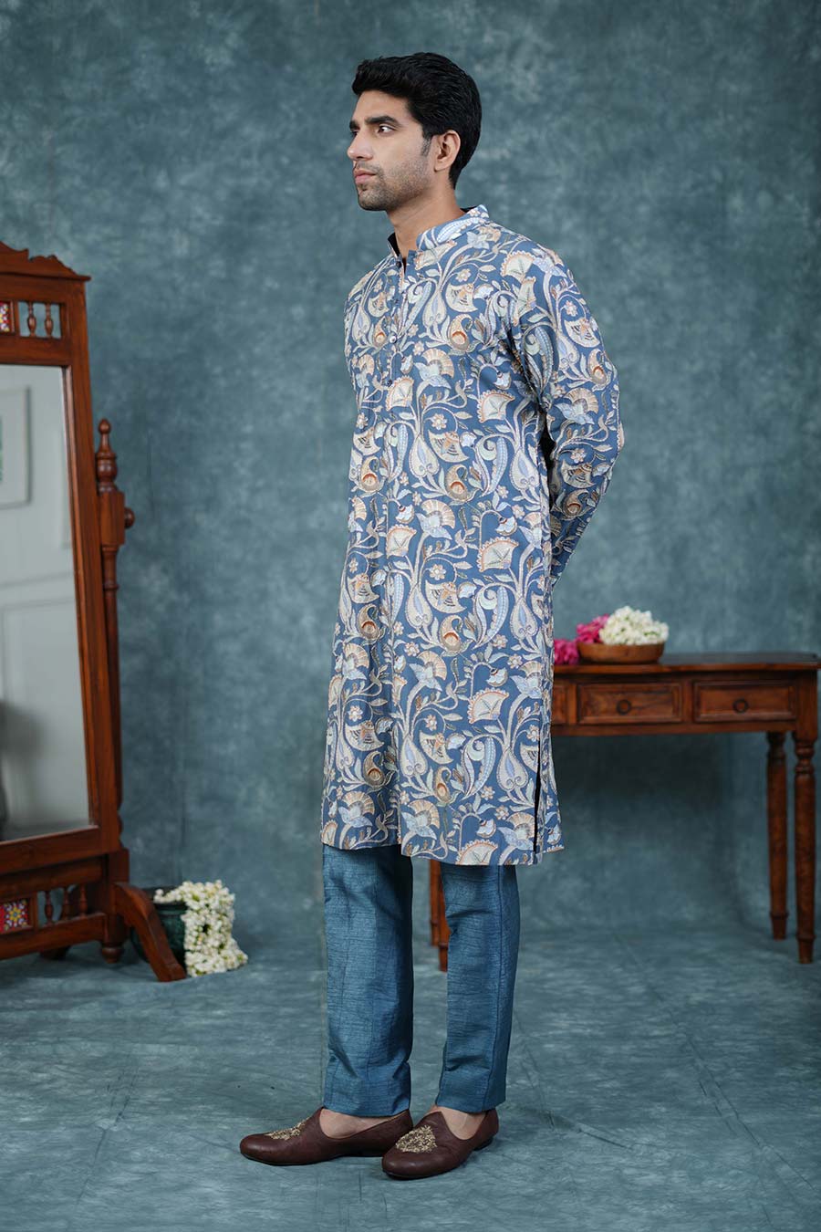 Light Blue Embroidered Kurta Set