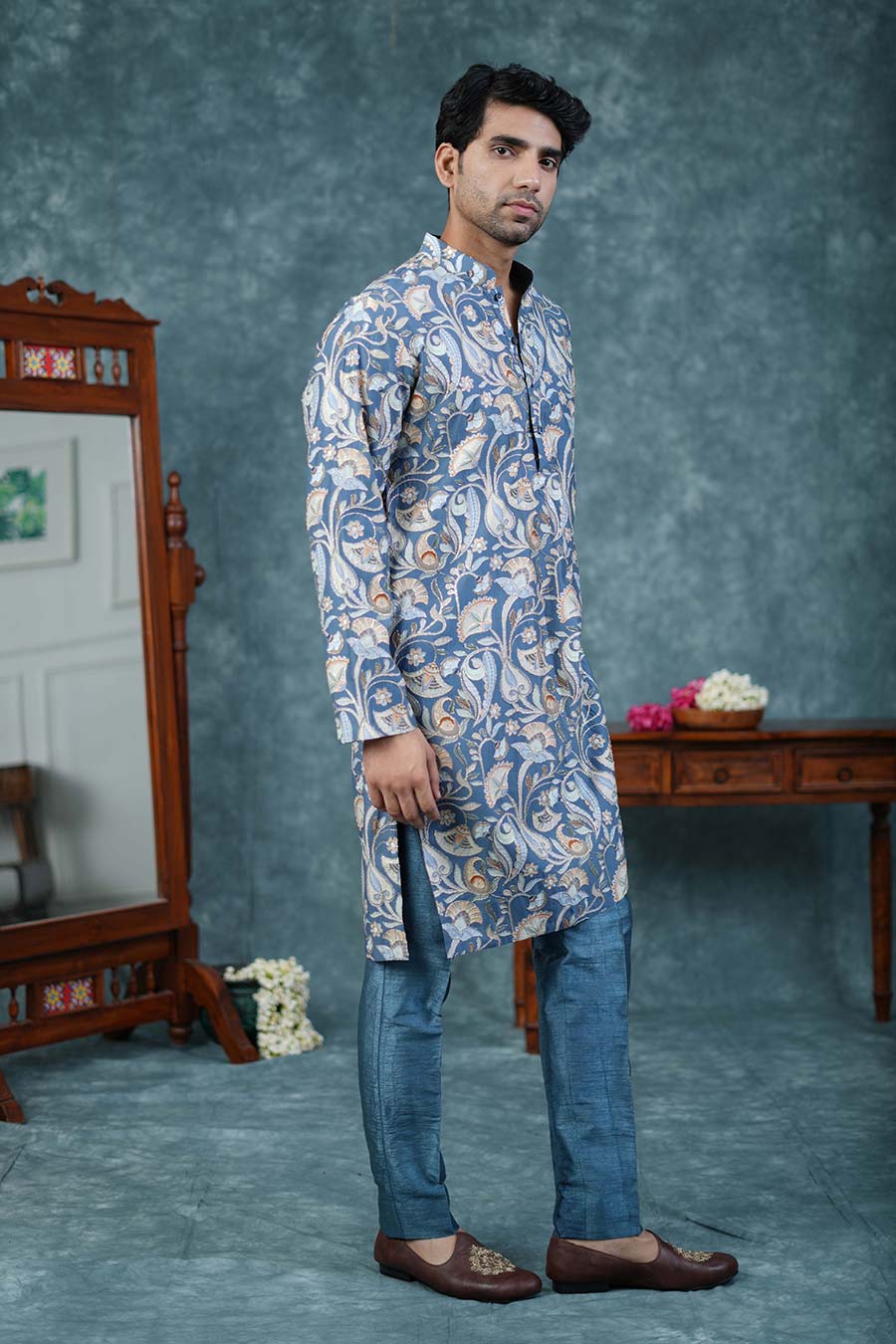 Light Blue Embroidered Kurta Set