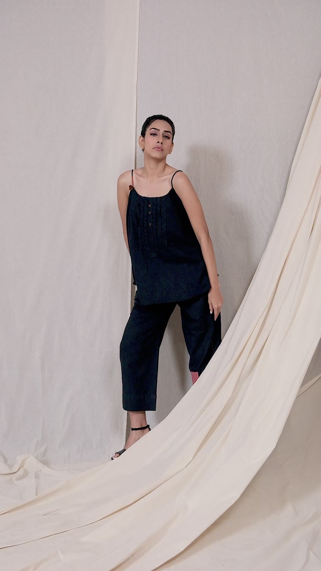 Black Organic Khadi Spaghetti Co-Ord Set