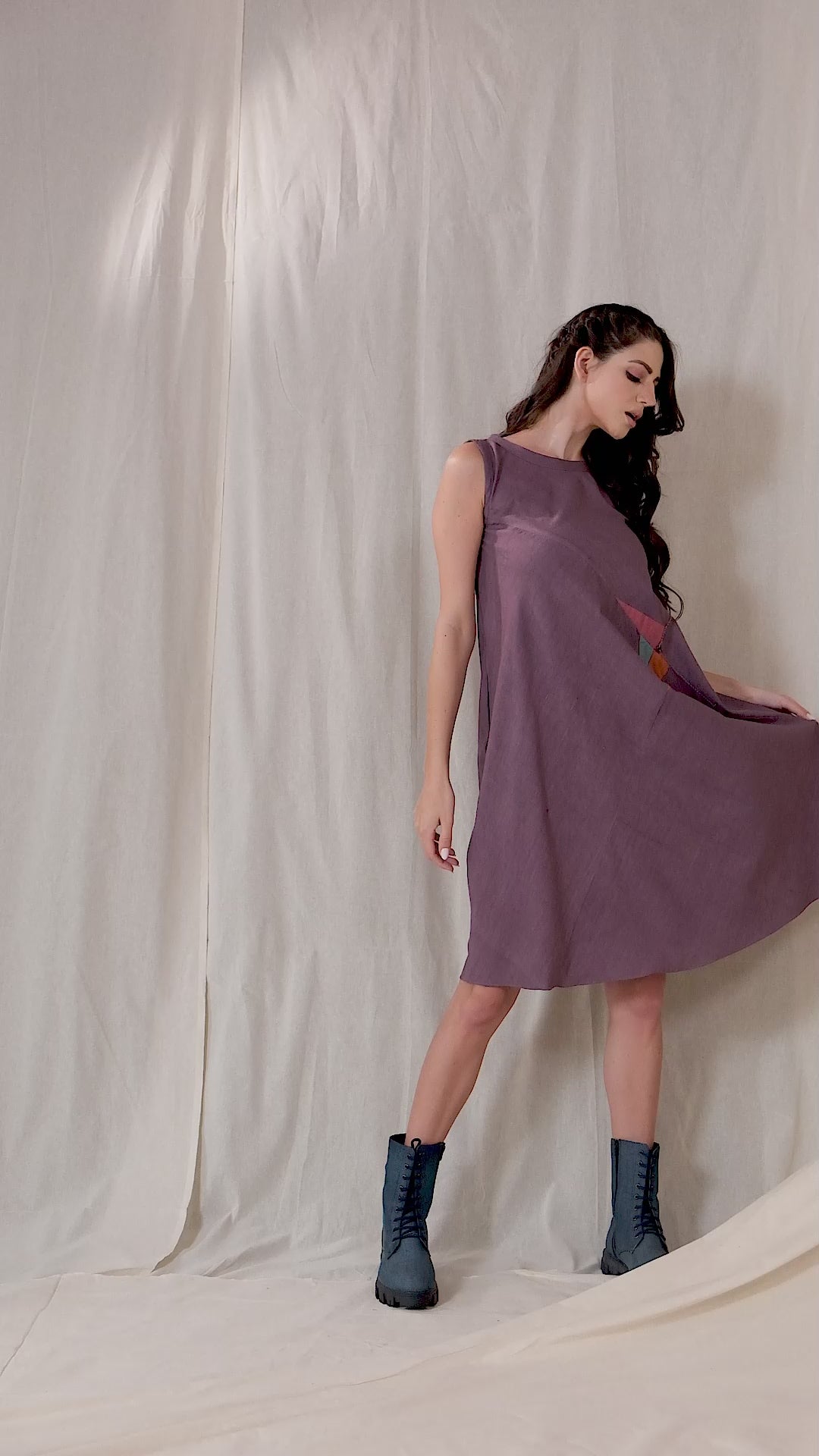 Triangular Tales Purple Organic Khadi Dress