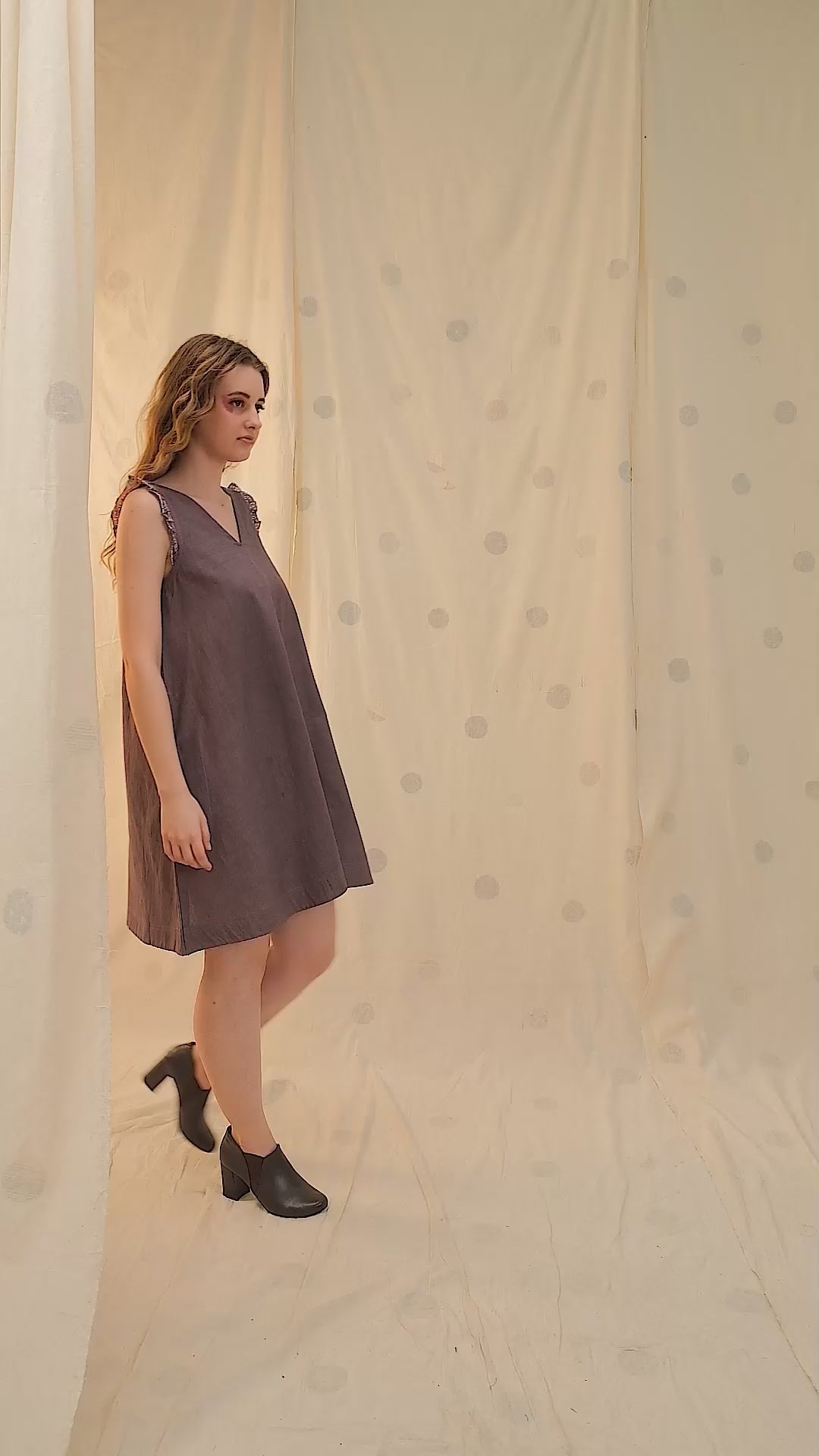 Purple Organic Khadi Cascade Flow Dress
