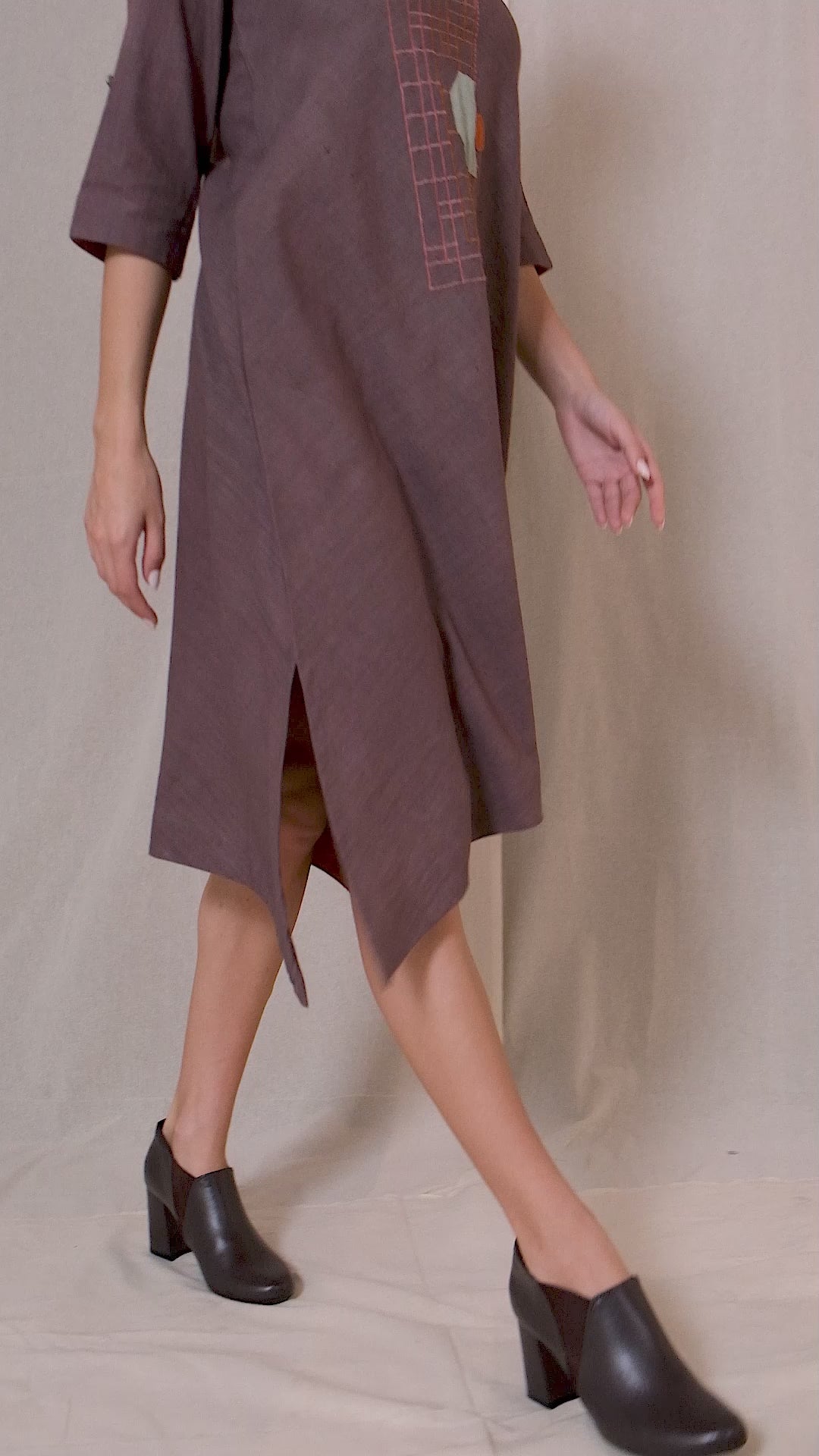 Grey Organic Khadi Asymmetric Dress