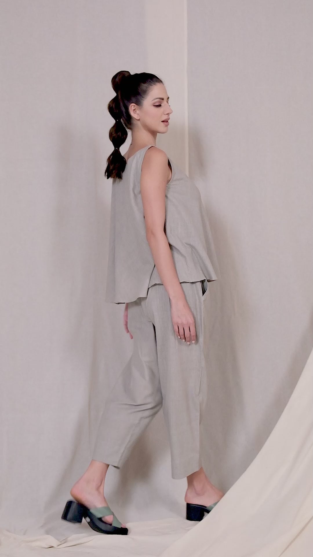 Grey Organic Khadi Appliqué Co-Ord Set