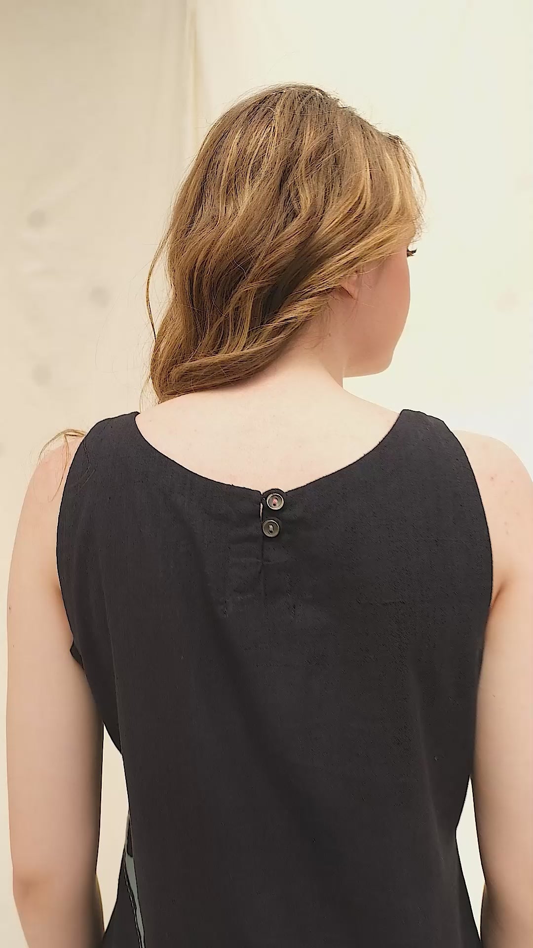 Striped Legacy Black Organic Khadi Applique Dress