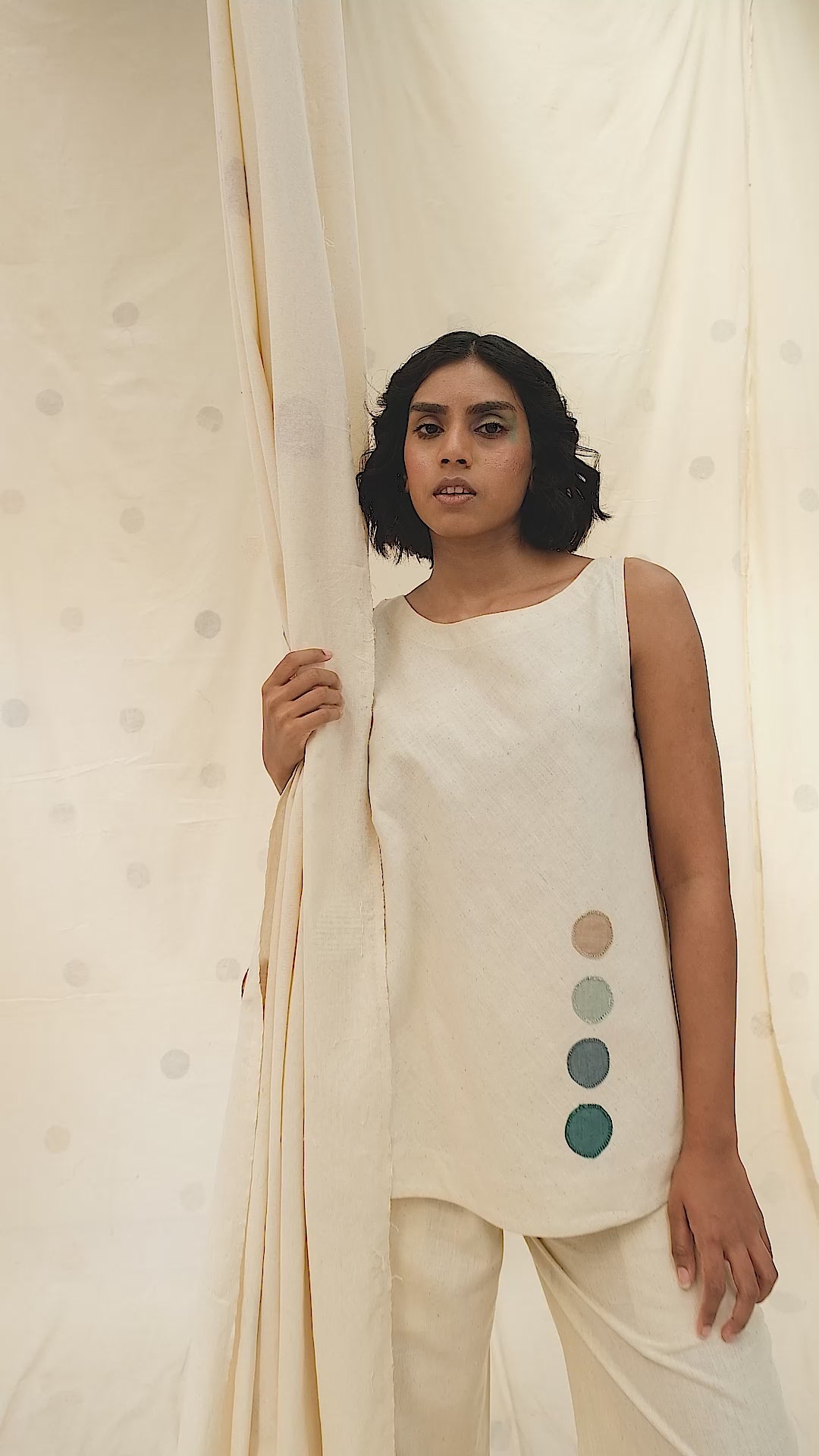 Subtle Dots White Organic Khadi Co-Ord Set