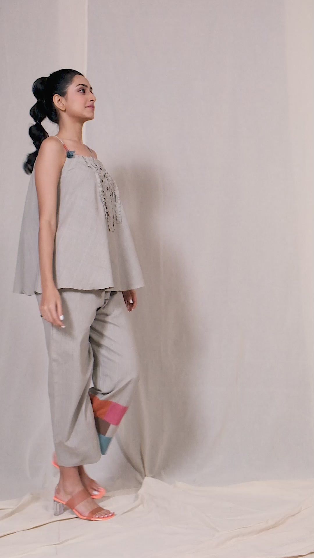 Grey Organic Khadi Spaghetti Co-Ord Set