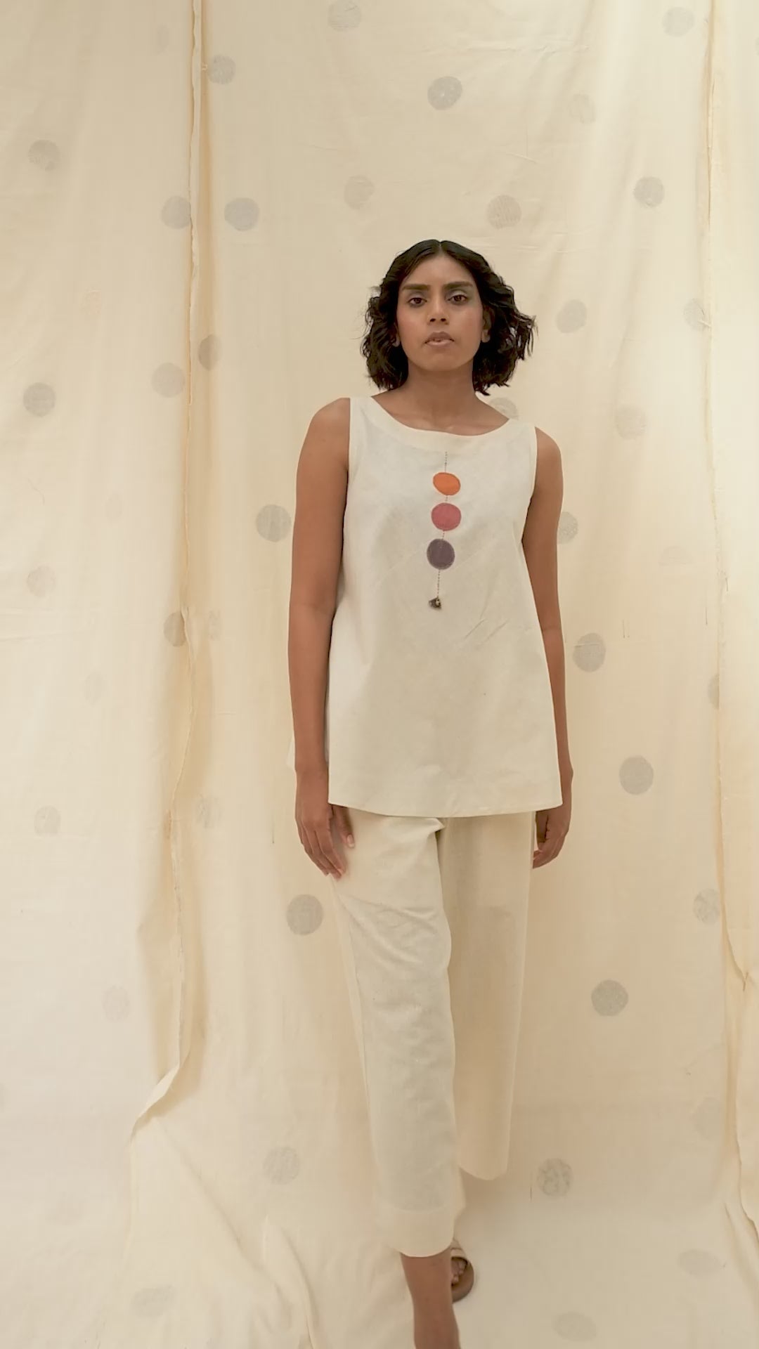 White Organic Khadi Polka Appliqué Co-Ord Set