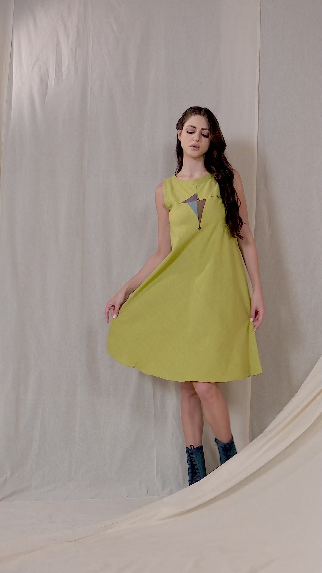 Triangular Tales Yellow Organic Khadi Dress