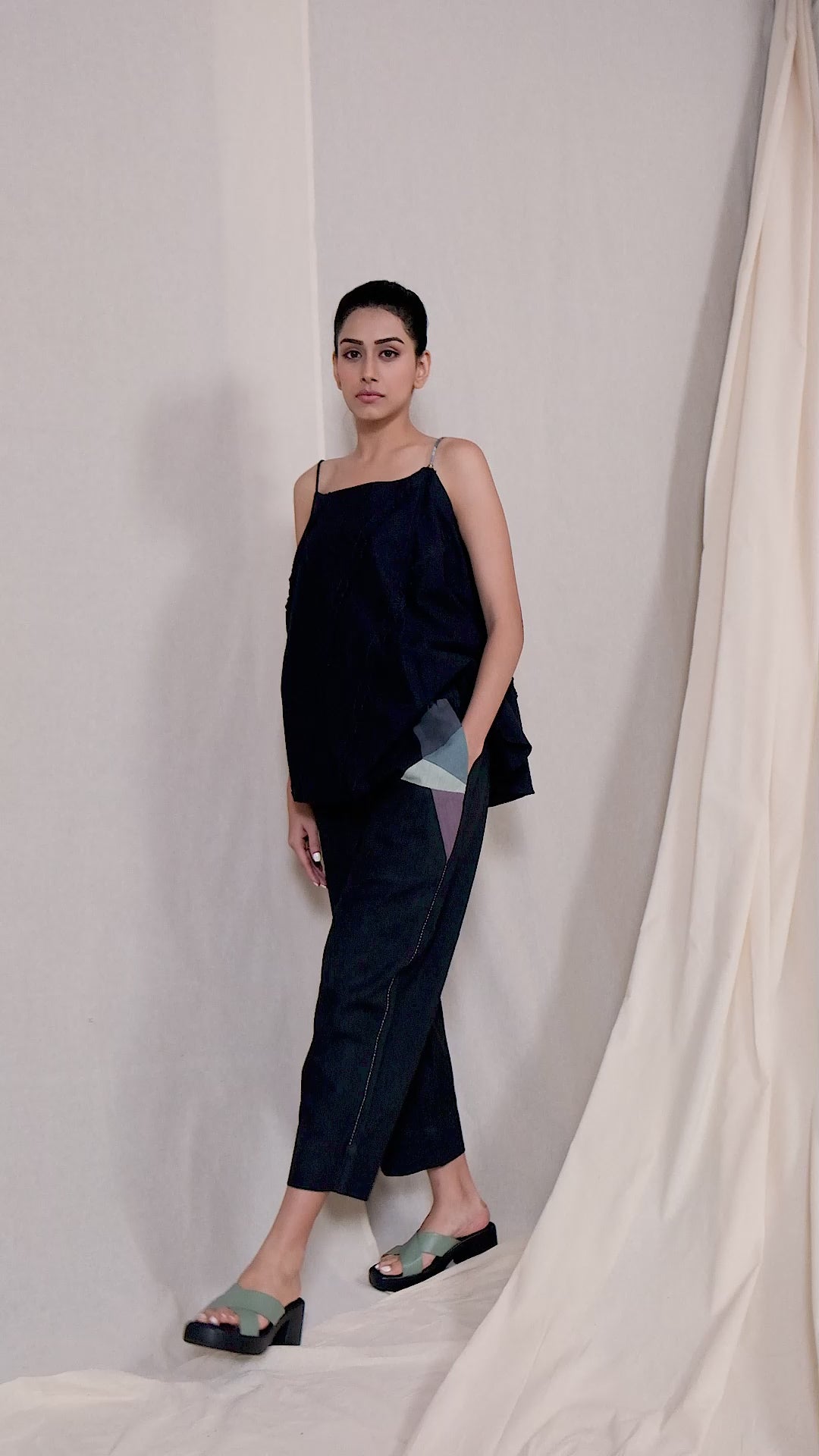 Jade Black Organic Khadi Spaghetti Co-Ord Set