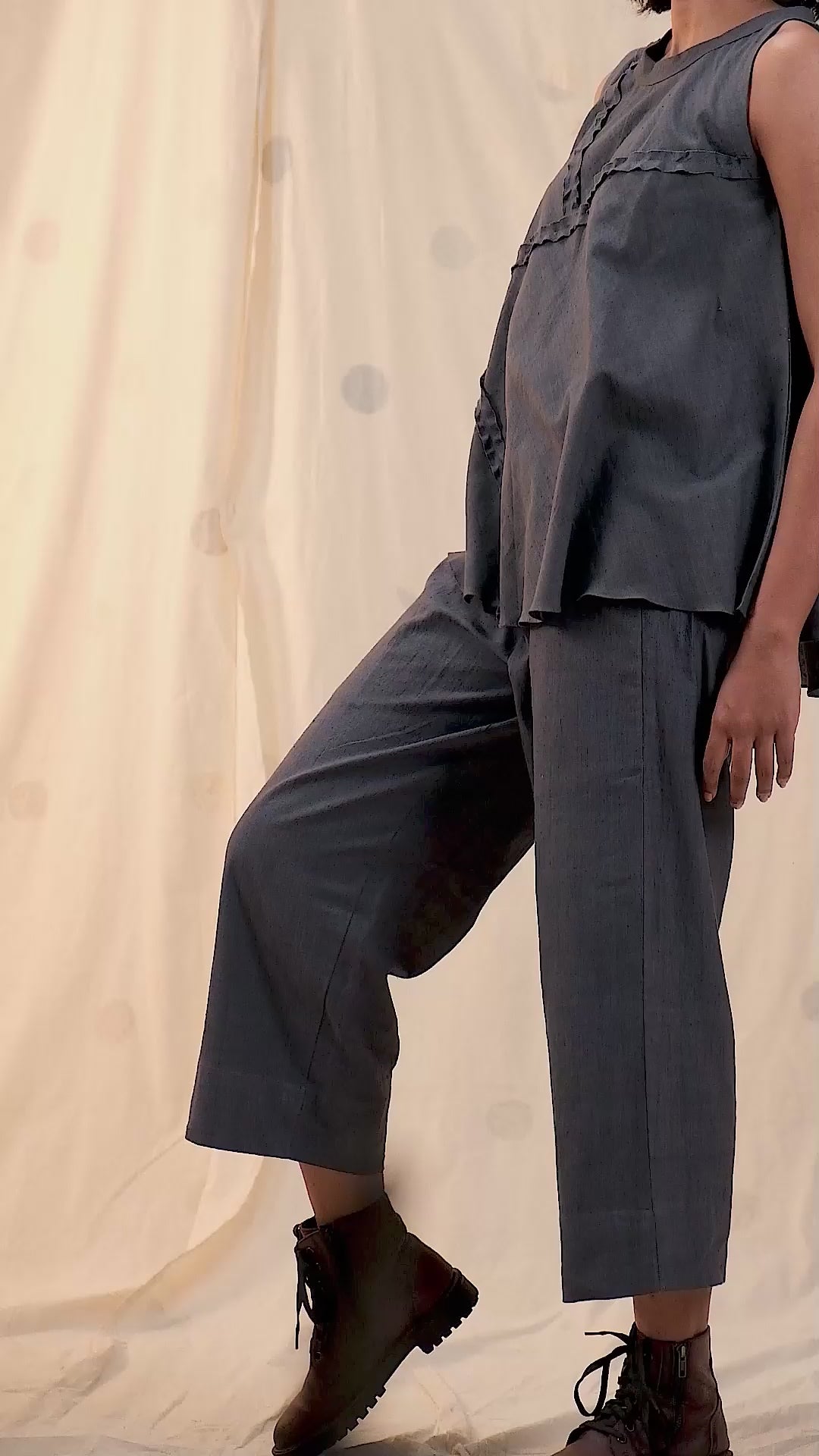 Shadow Grey Organic Khadi Frilled Co-Ord Set