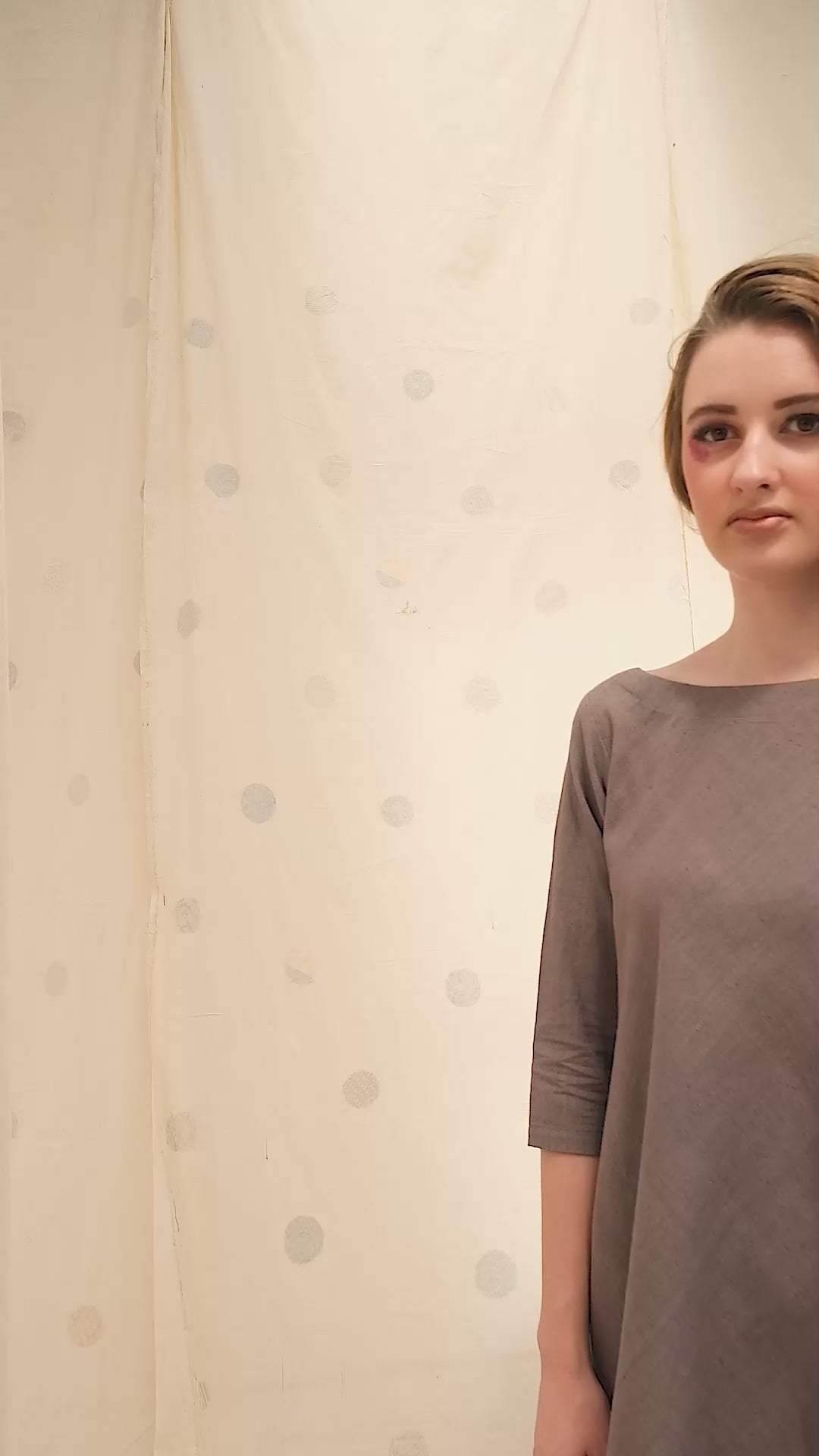 Grey Organic Khadi Appliqué Work Dress