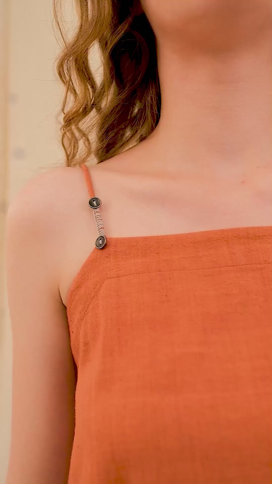Feathered Grace Orange Organic Khadi Dress