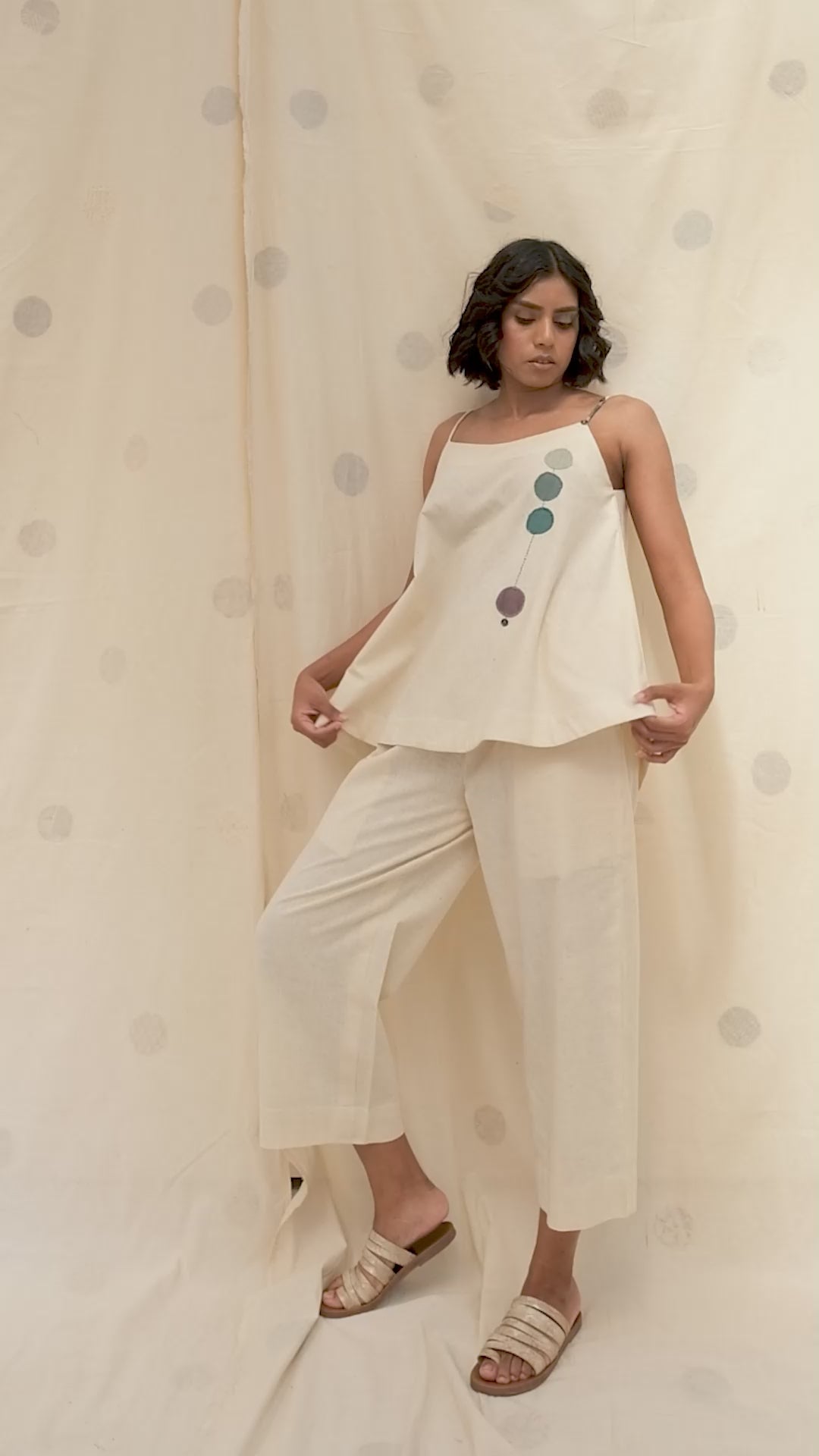 White Organic Khadi Polka Appliqué Co-Ord Set