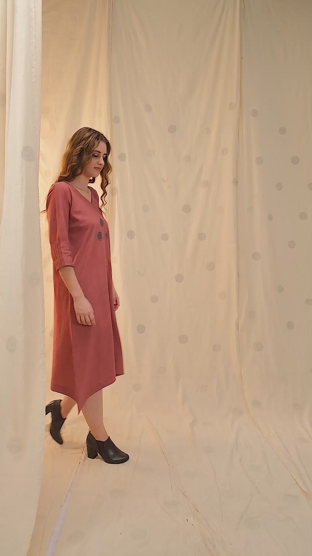Pink Polka Pops Organic Khadi Appliqué Dress