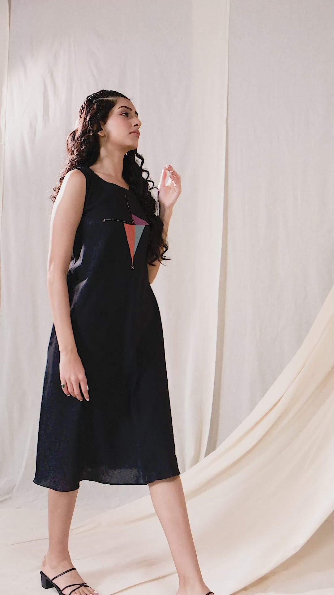 Triangular Tales Black Organic Khadi Dress