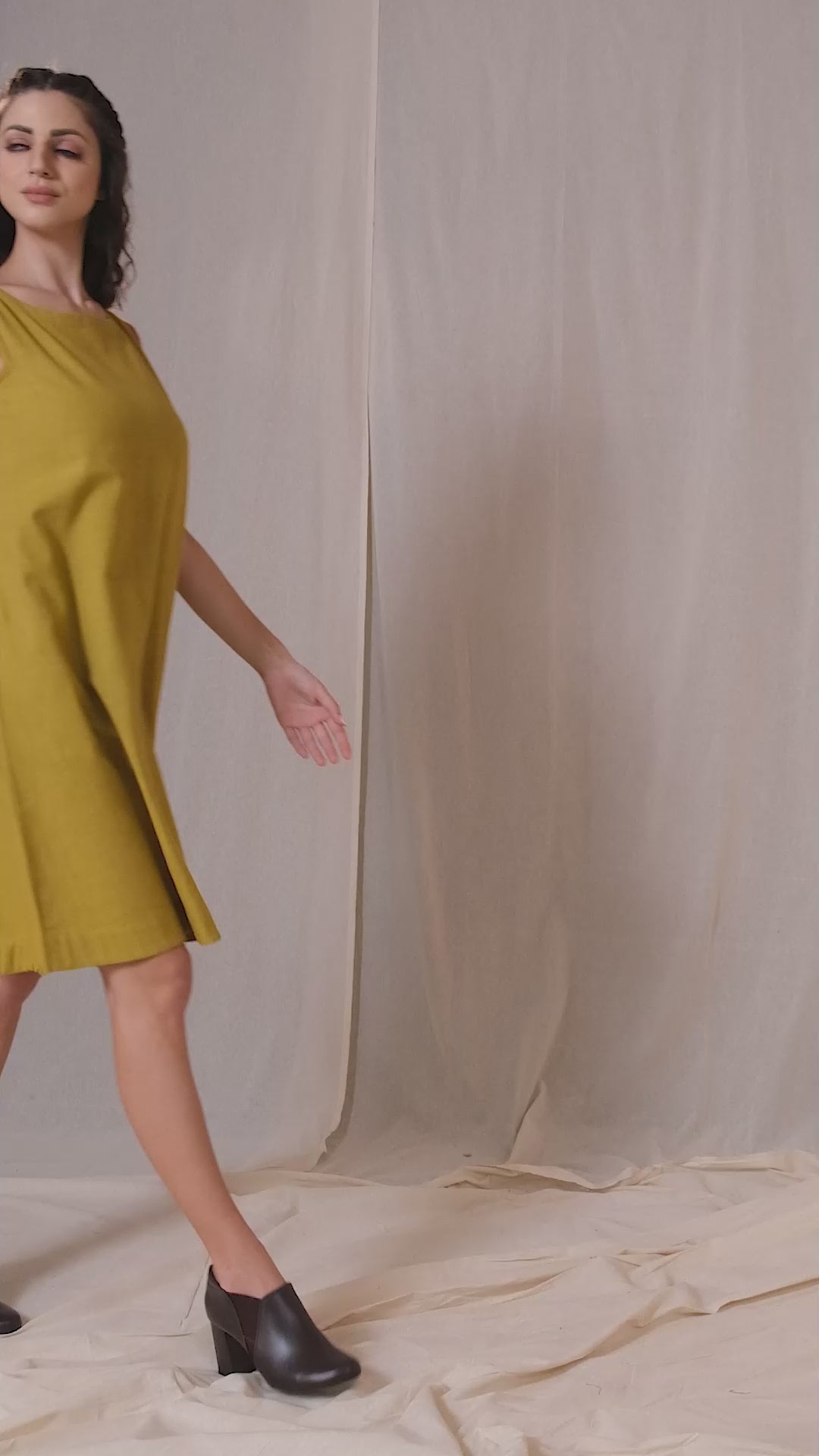 Cascade Relaxed Yellow Organic Soft Khadi Dress