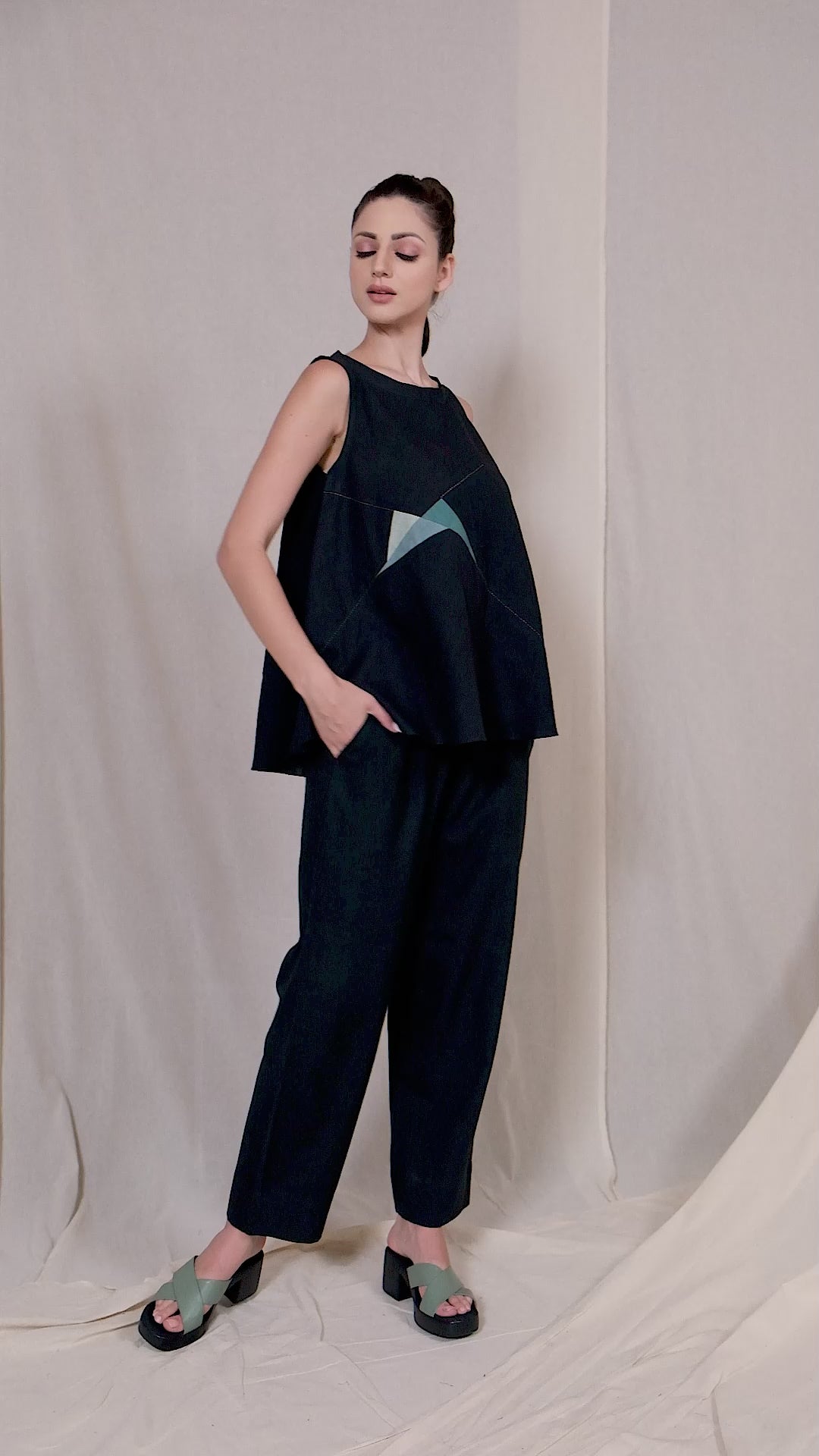 Black Organic Khadi Appliqué Co-Ord Set