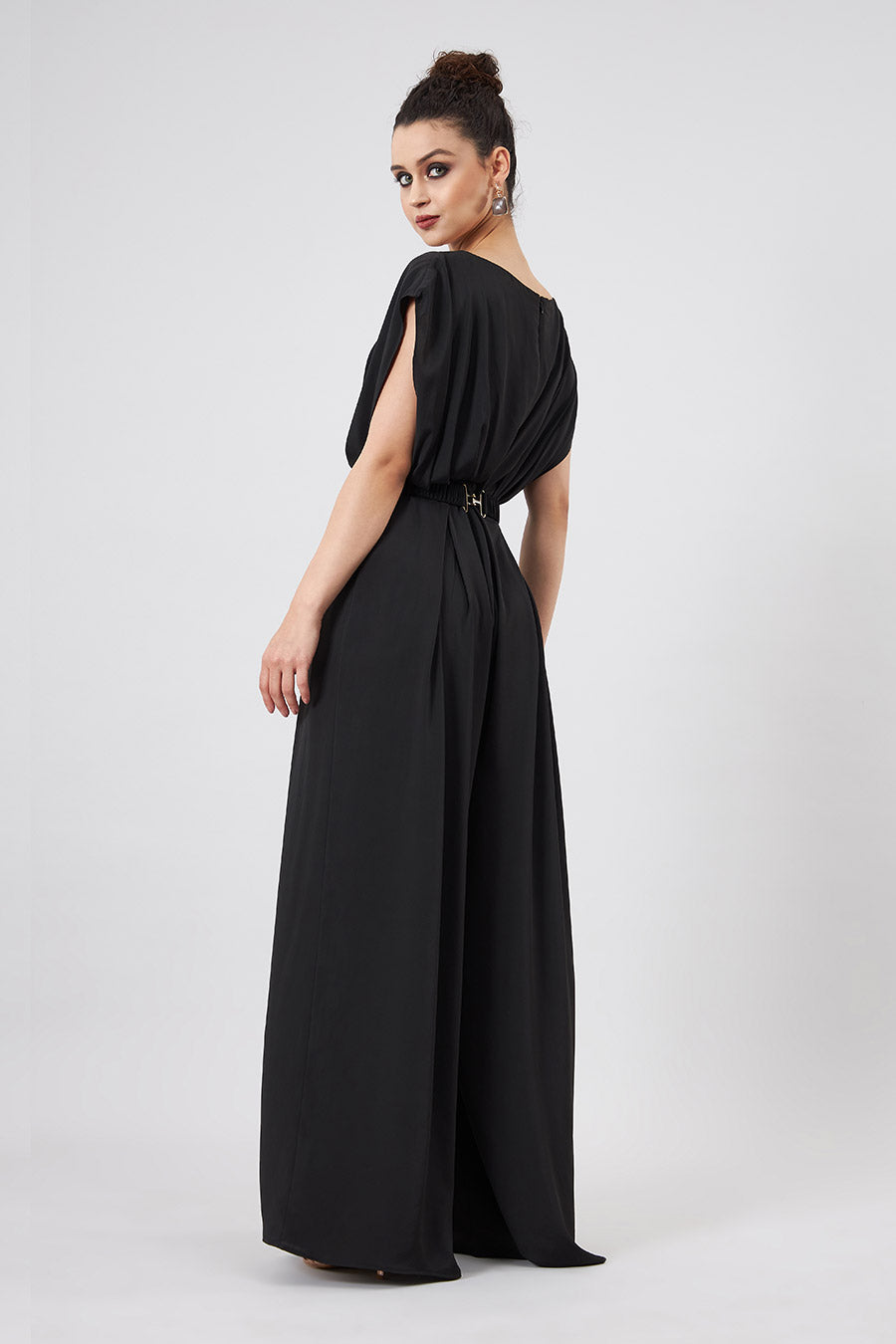 Sara Black Jumpsuit With Embellished Belt