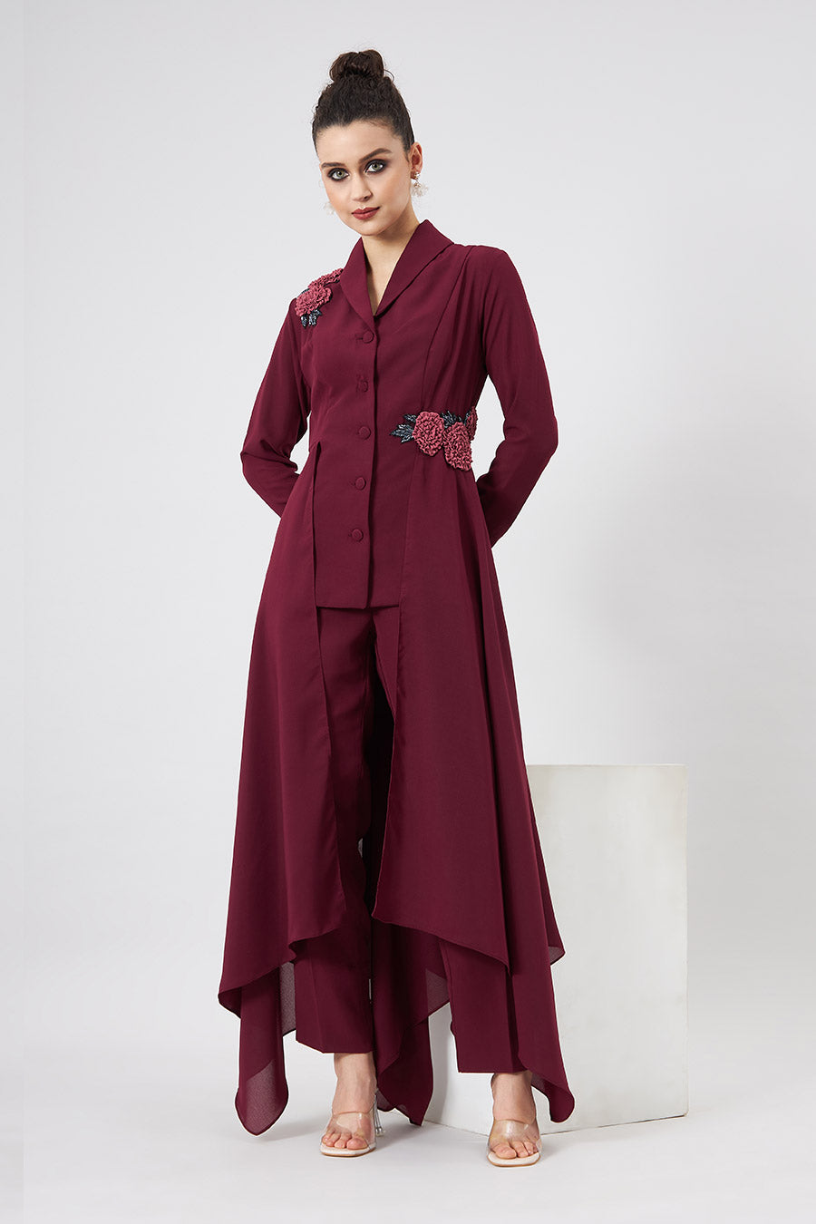 Ruby Red Blazer Tunic & Pant Co-Ord Set