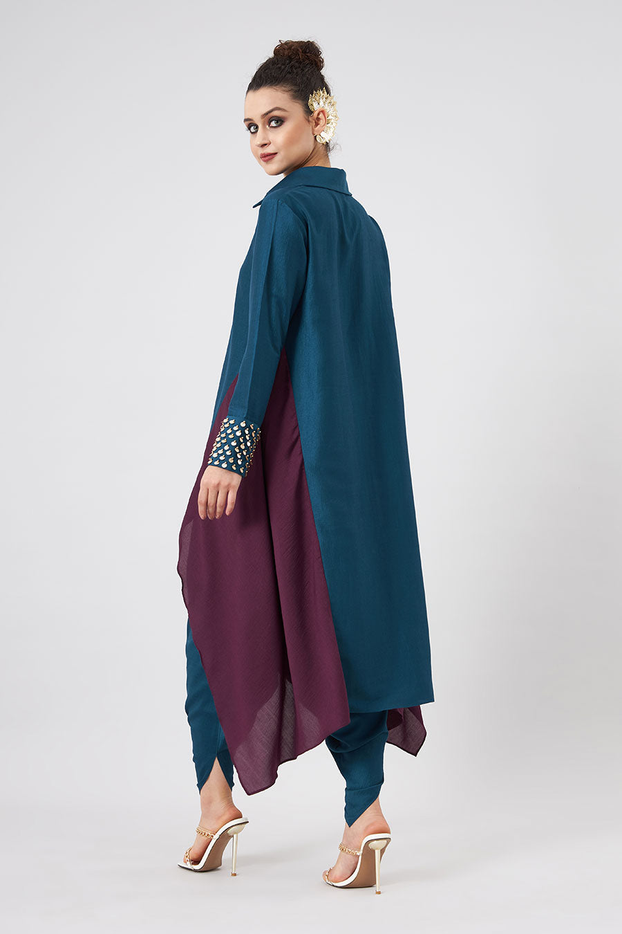 Teal Embellished Tunic & Pants Co-Ord Set