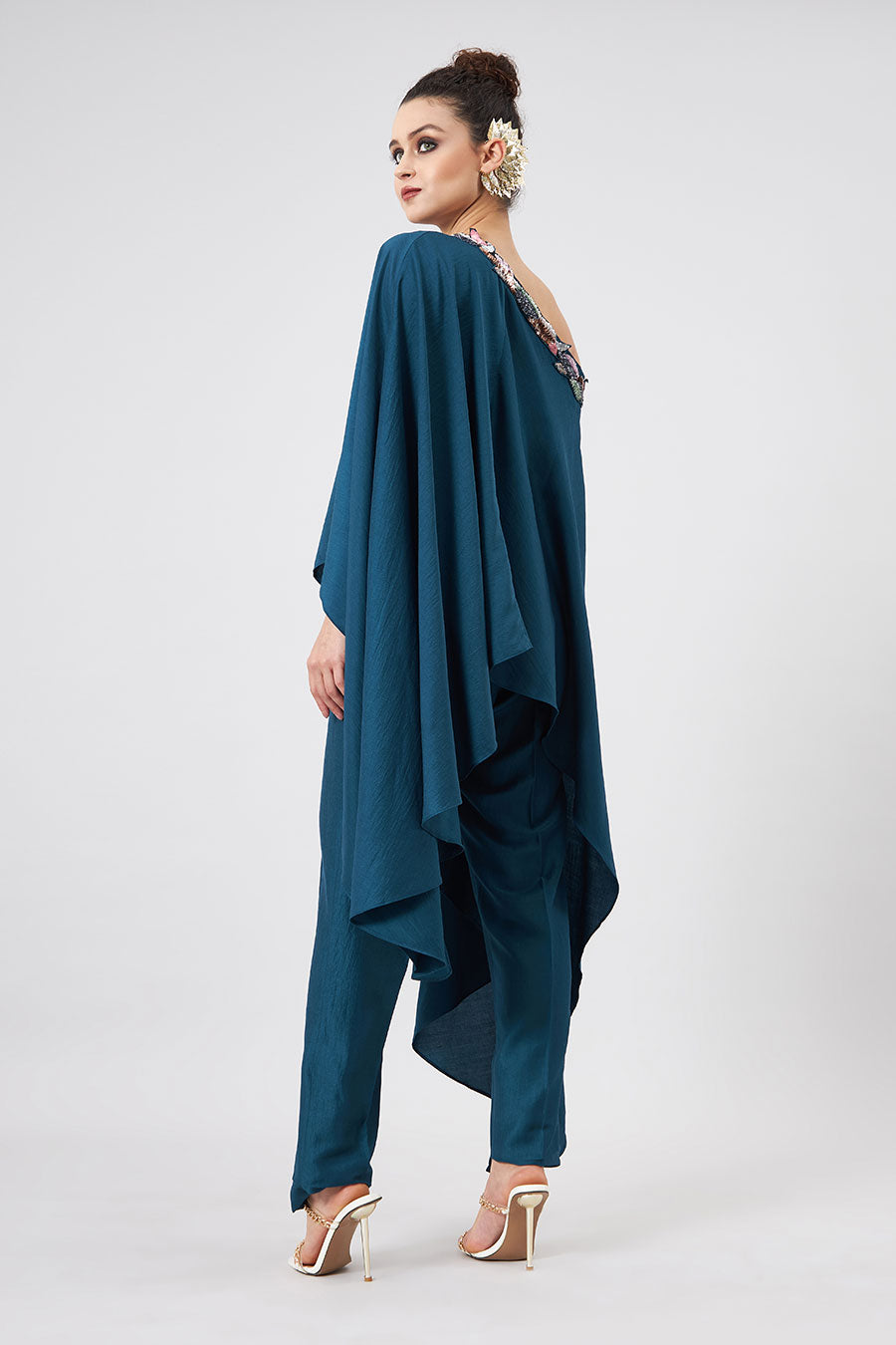 Teal One-Shoulder Tunic & Pant Set