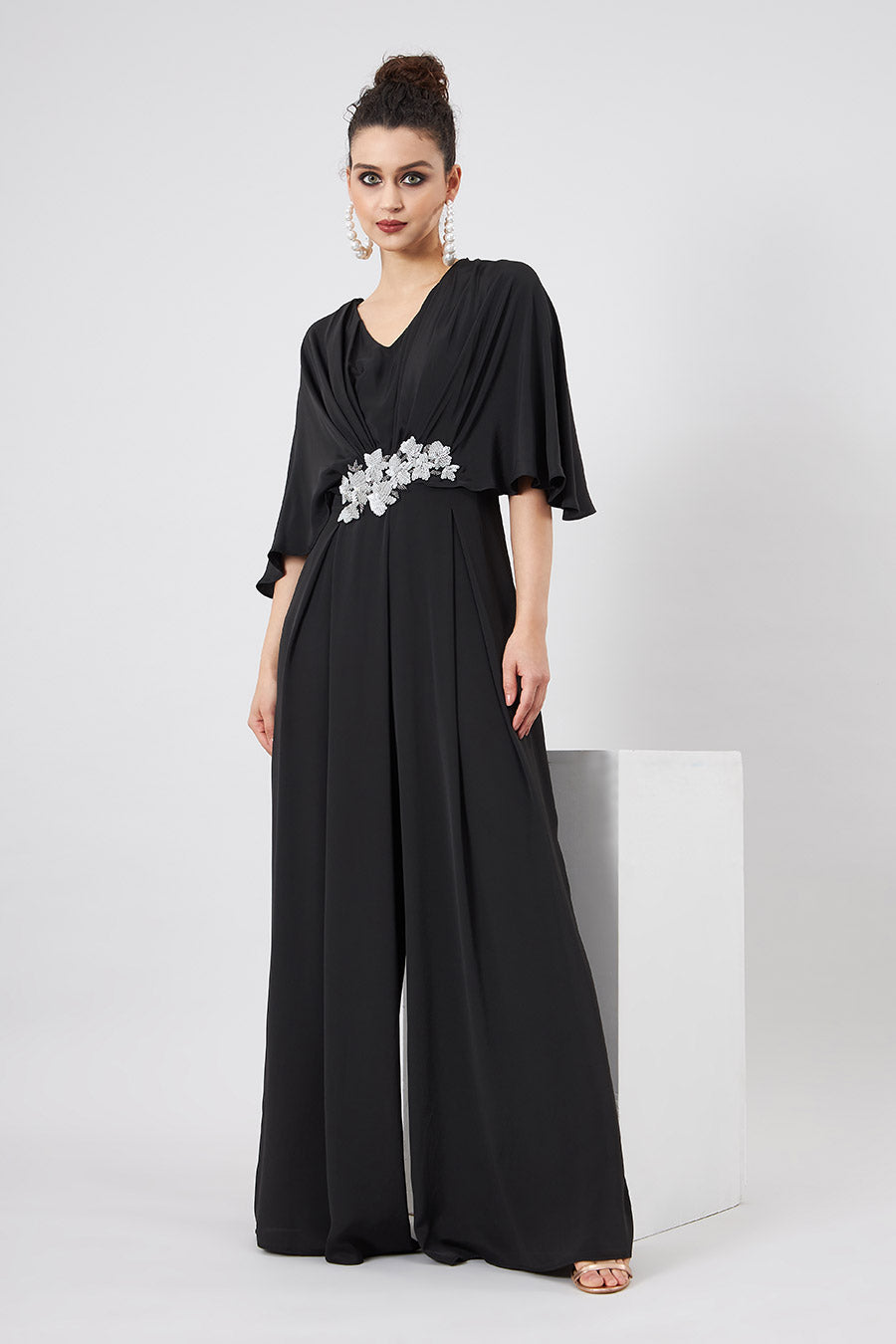 Noir Flared Embellished Jumpsuit