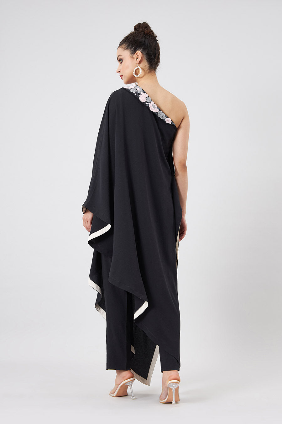 Black One-Shoulder Kaftan & Pant Set