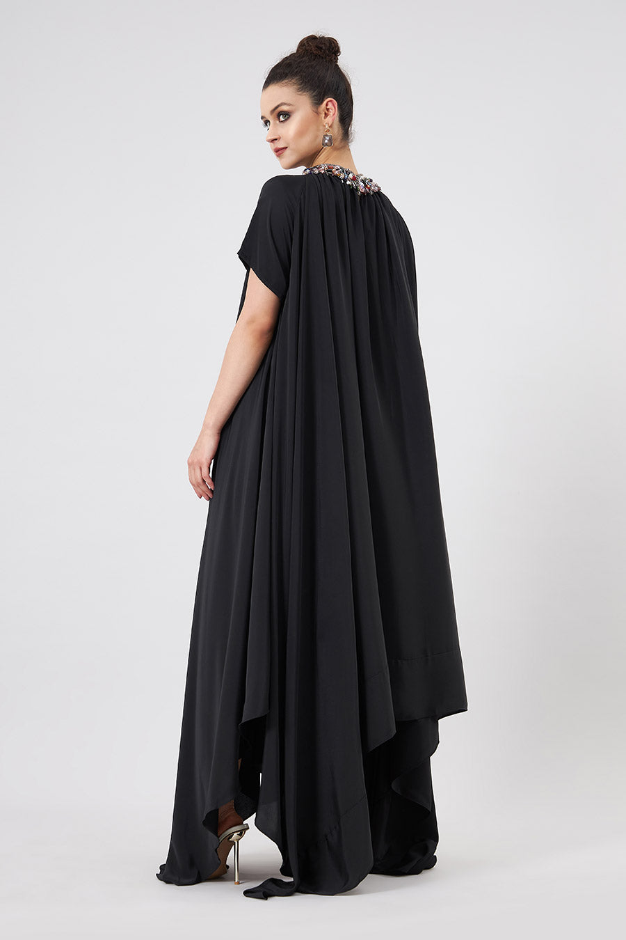 Black Embellsihed Celestial Lounge Dress