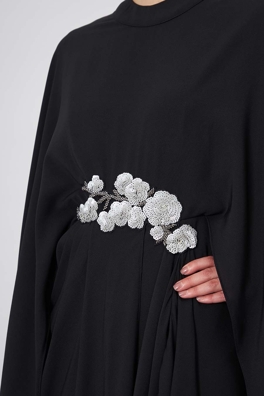 Noir Mystic Bloom Floral Drape Dress