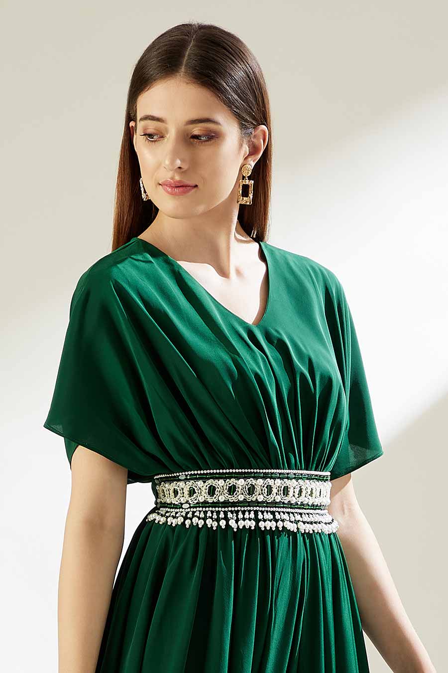 Emerald Bead & Pearl Hand Embroidered Belt