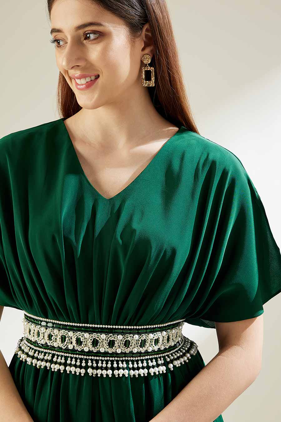 Emerald Bead & Pearl Hand Embroidered Belt