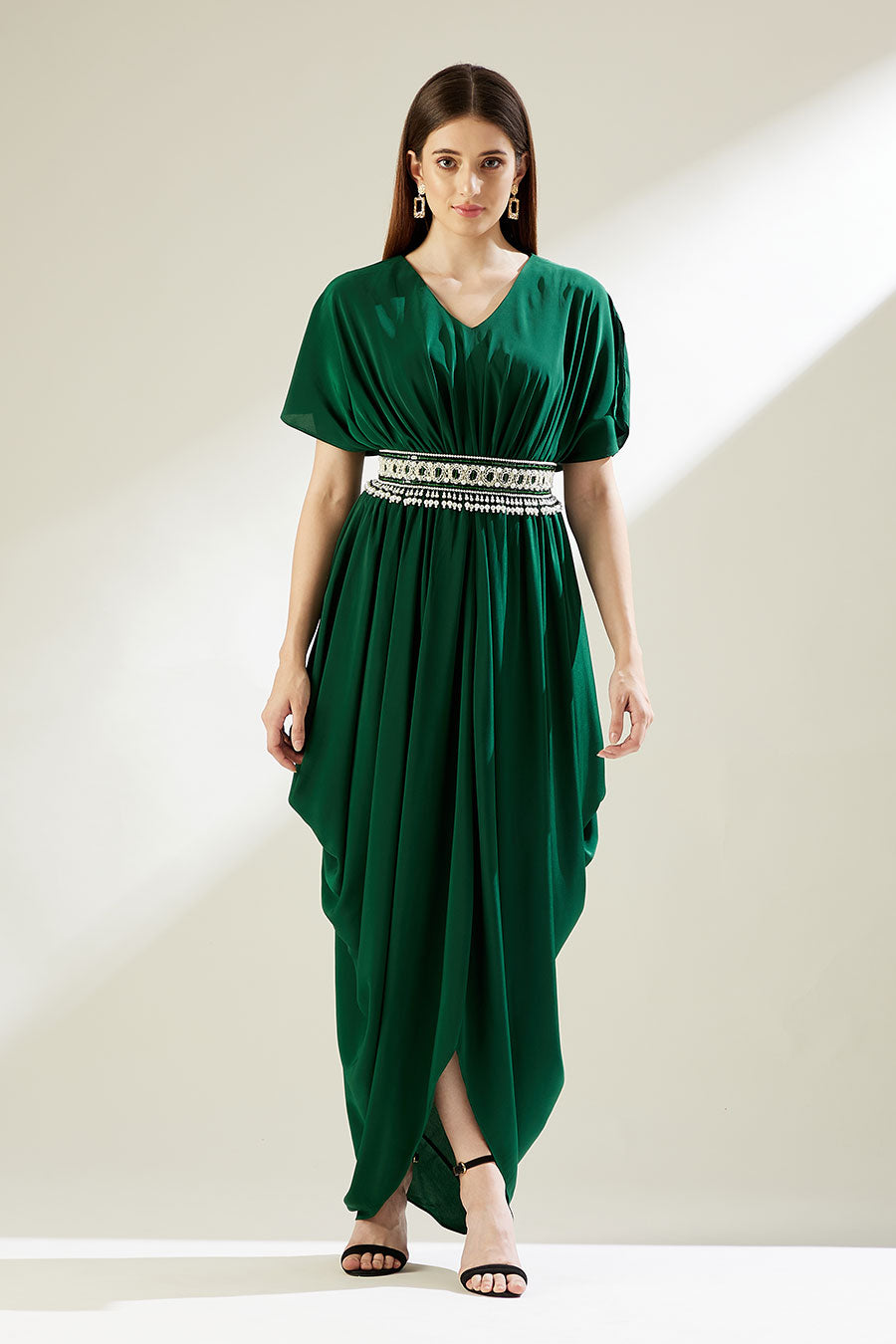 Emerald Bead & Pearl Hand Embroidered Belt