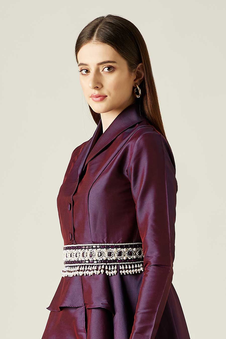 Purple Bead & Pearl Hand Embroidered Belt