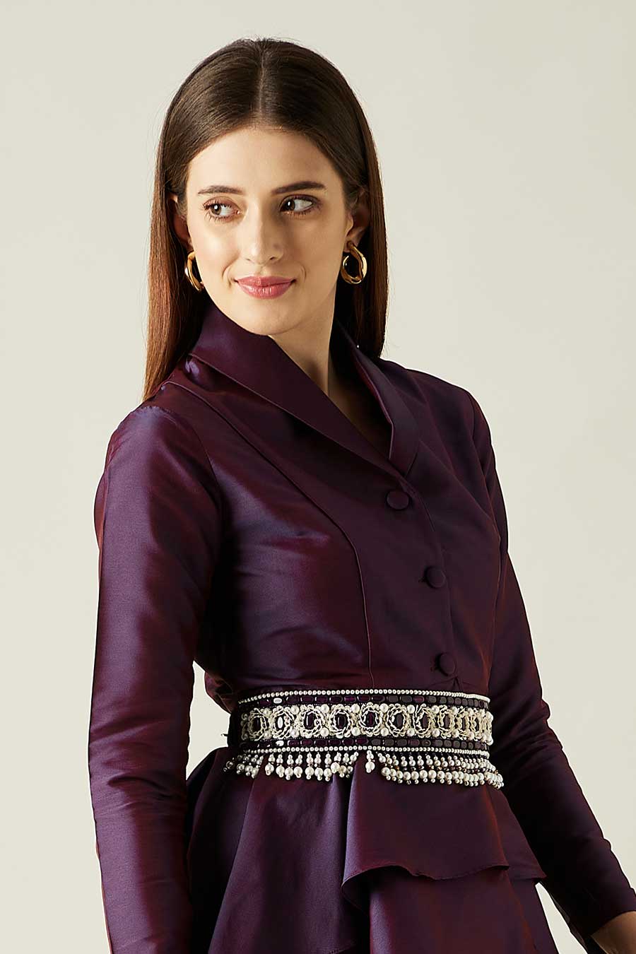 Purple Bead & Pearl Hand Embroidered Belt