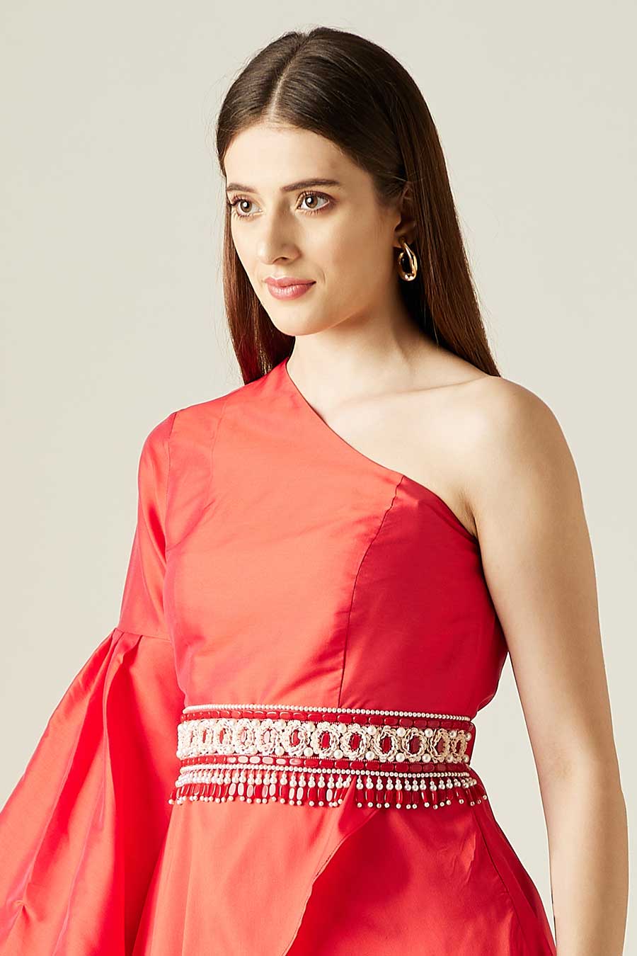 Scarlet Bead & Pearl Hand Embroidered Belt