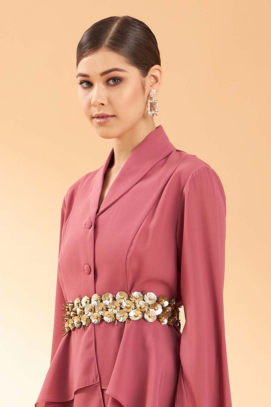 Gold Metallic Hand Embroidered Belt