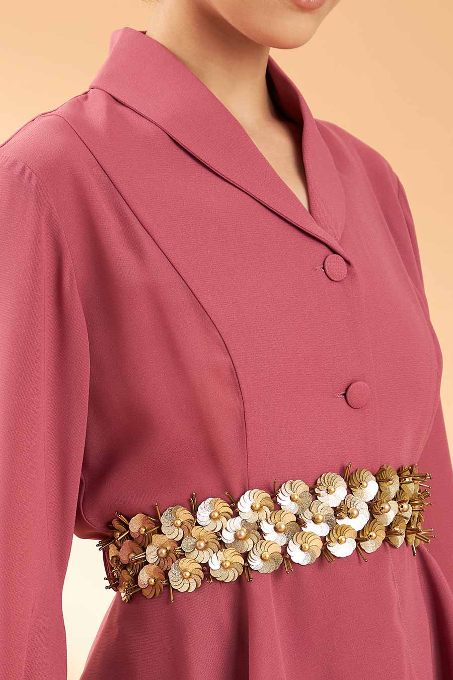 Gold Metallic Hand Embroidered Belt