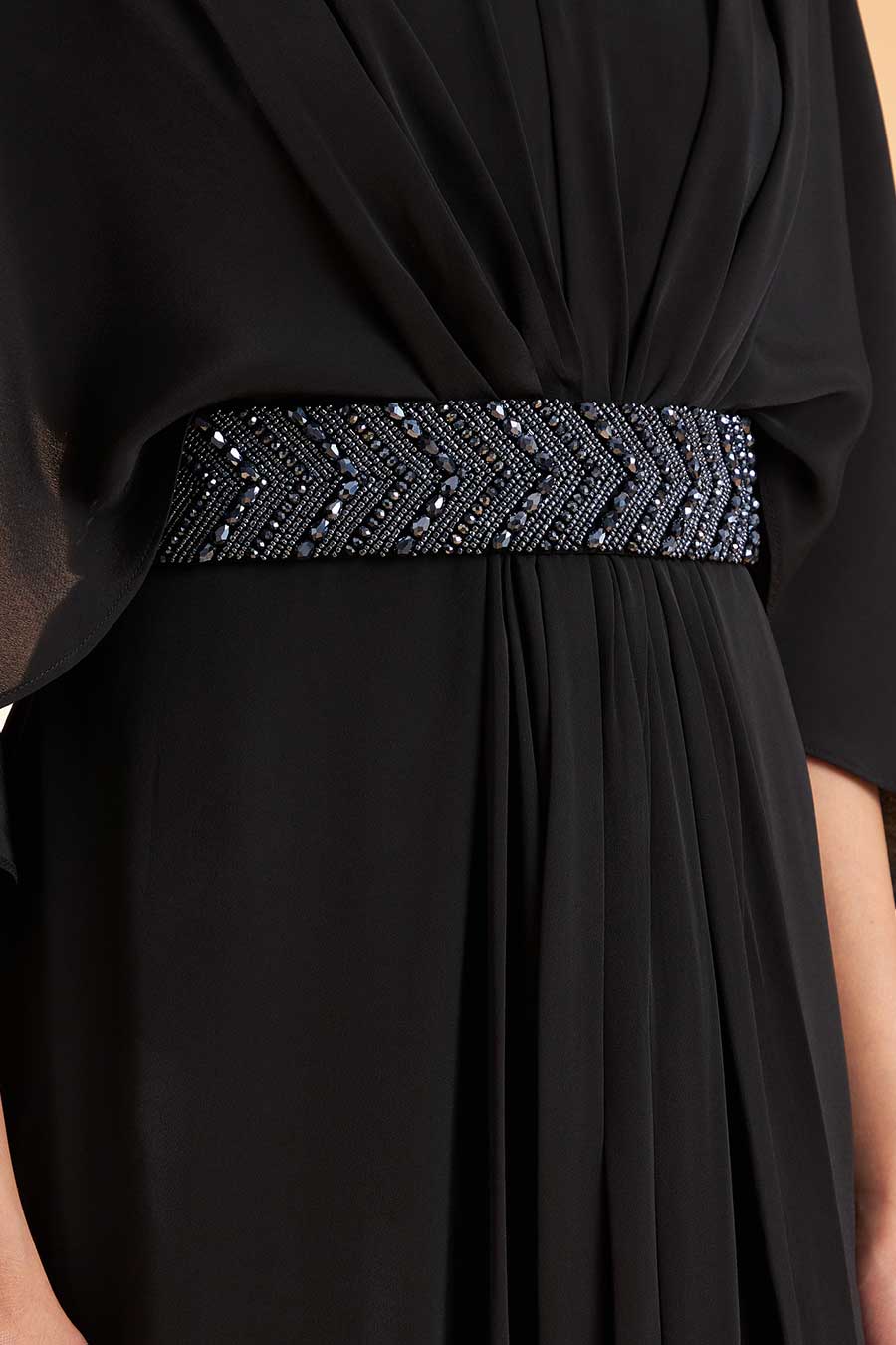Navy Crystal Hand Embroidered Belt