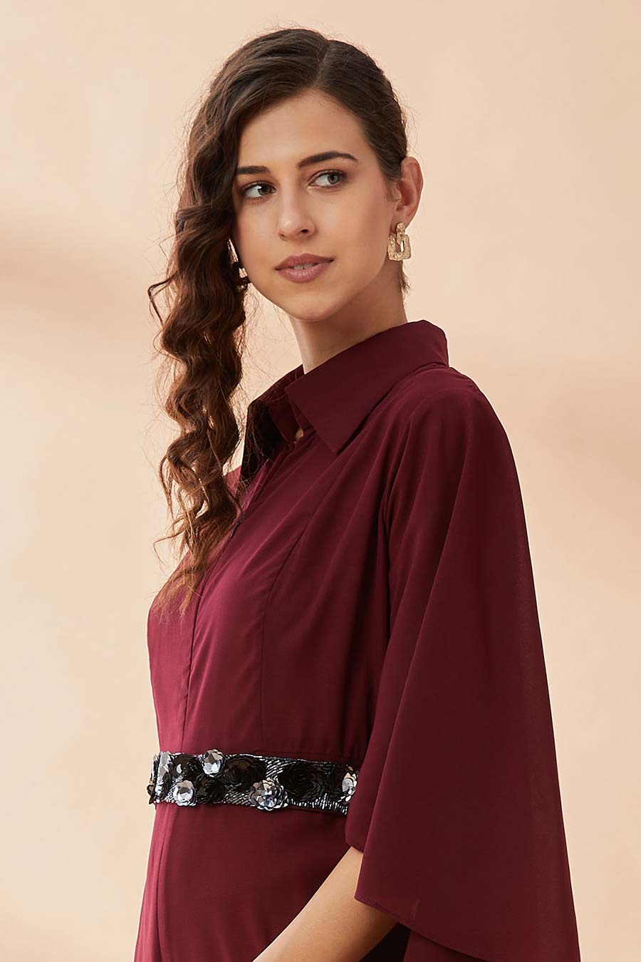 Black Sequin & Metallic Hand Embroidered Belt