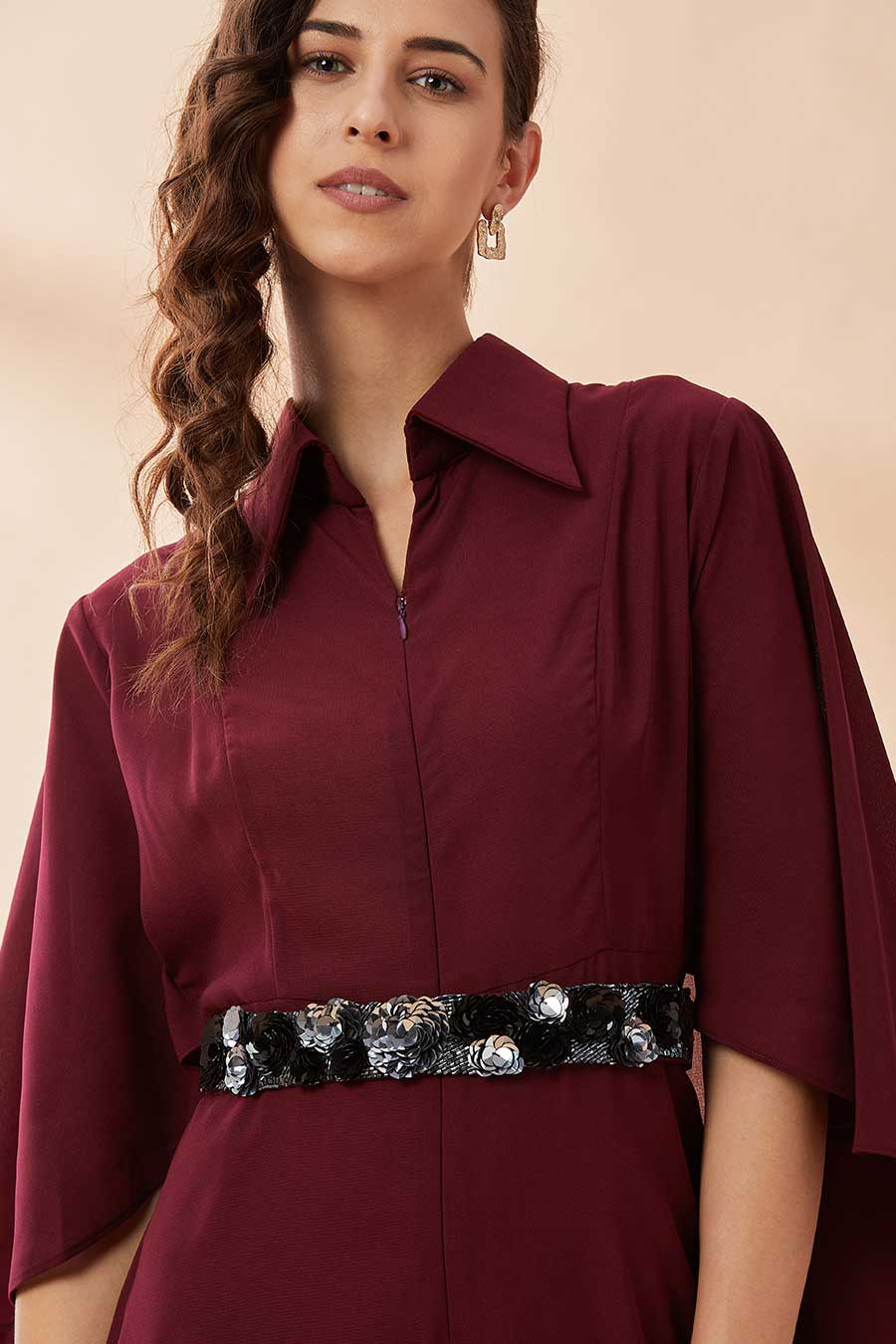 Black Sequin & Metallic Hand Embroidered Belt