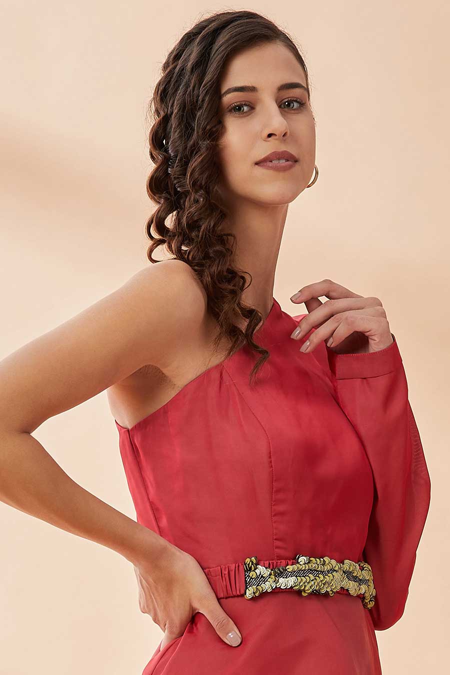 Red Sequin Hand Embroidered Belt