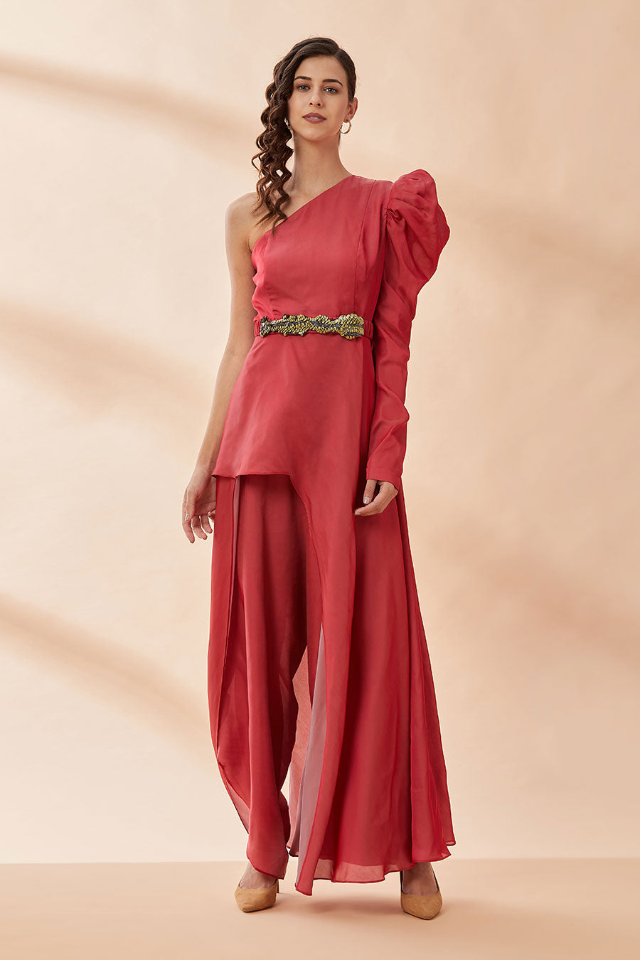 Red Sequin Hand Embroidered Belt